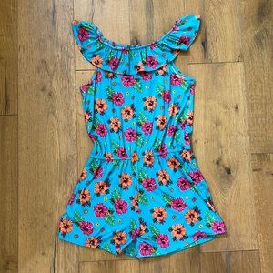 Wonder Nation Girls Size XXL, 18 Turquoise Blue Jumper with Flowers